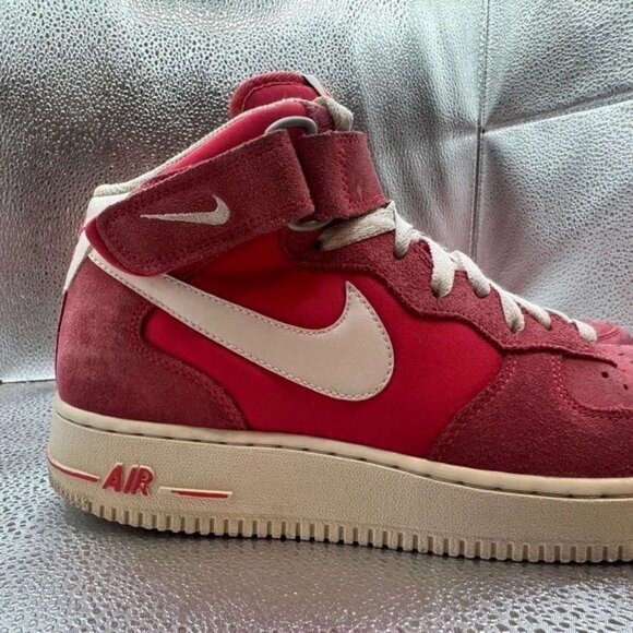 Size‎ 8 - Nike Air Force 1 '07 Mid Mens Fusion Red Sneakers Shoes 315123-604 - Picture 2 of 11